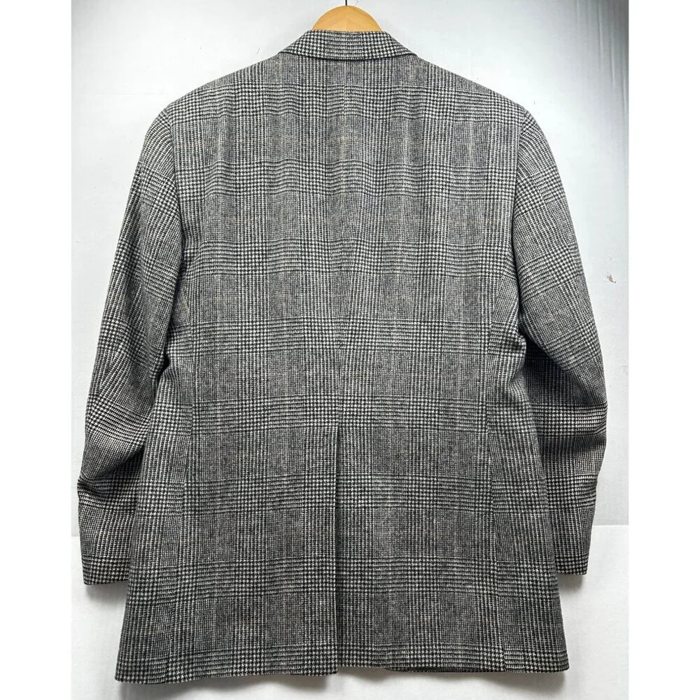 Lord & Taylor Fifth Avenue Collection Mens Blazer 44R Gray Glen Plaid Camel Hair